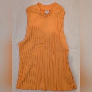Sleeveless Orange Ribbed Top